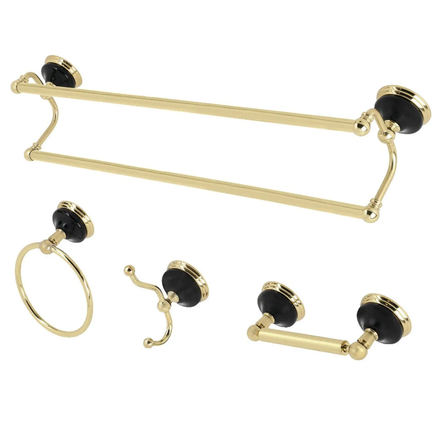 Hot Water Onyx 4-Piece 26.75" Bathroom Accessory Set Accessory Packages