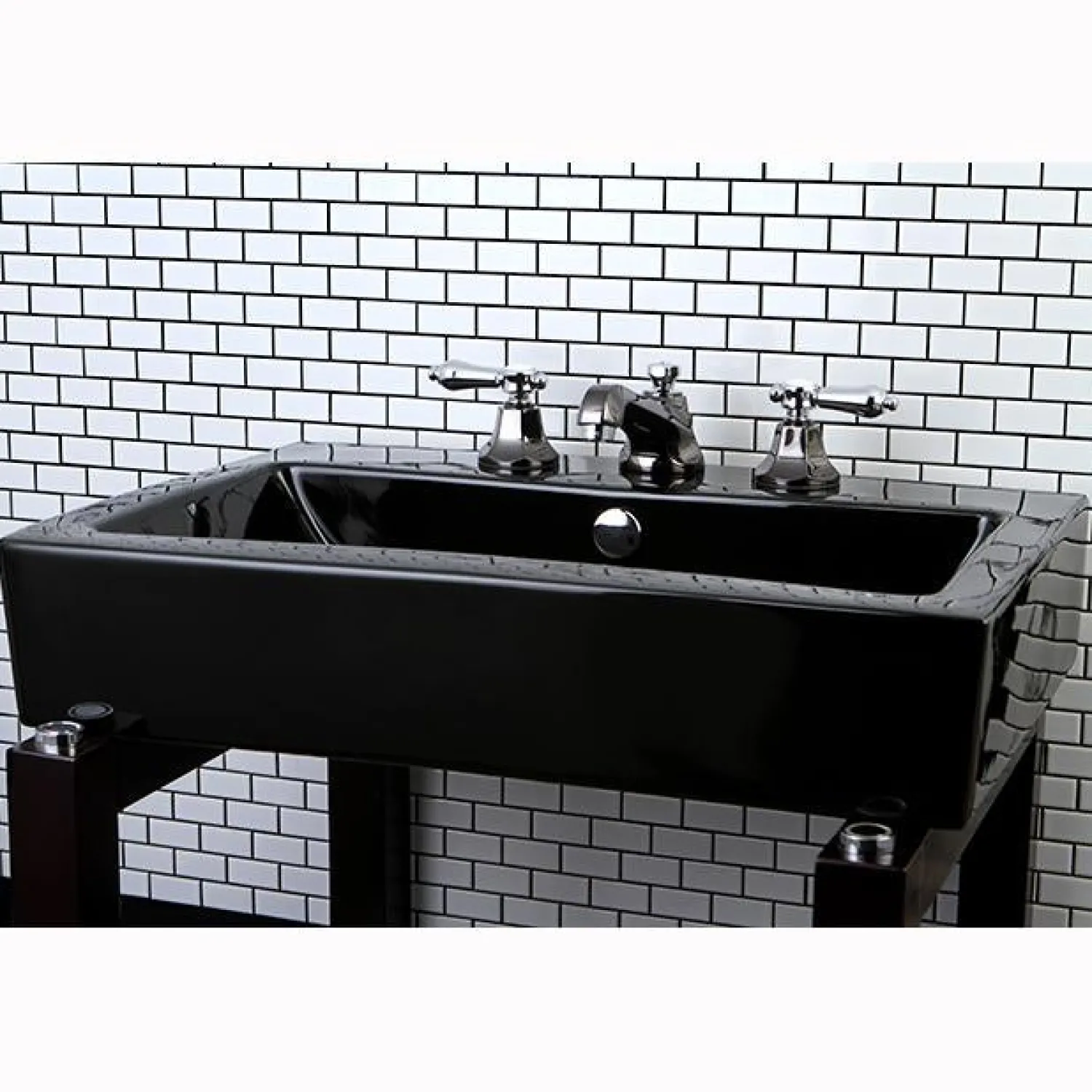 New Water Onyx Widespread Lavatory Faucet with Brass Pop-up Drain 8" Widespread