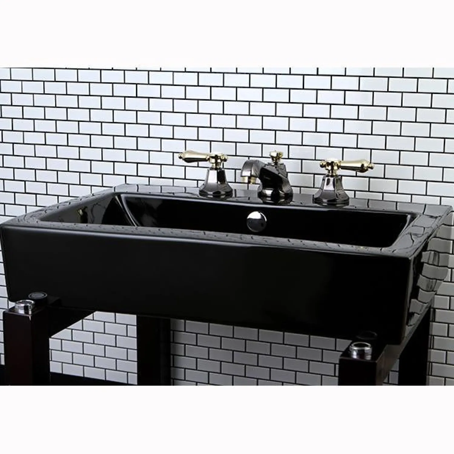 New Water Onyx Widespread Lavatory Faucet with Brass Pop-up Drain 8" Widespread