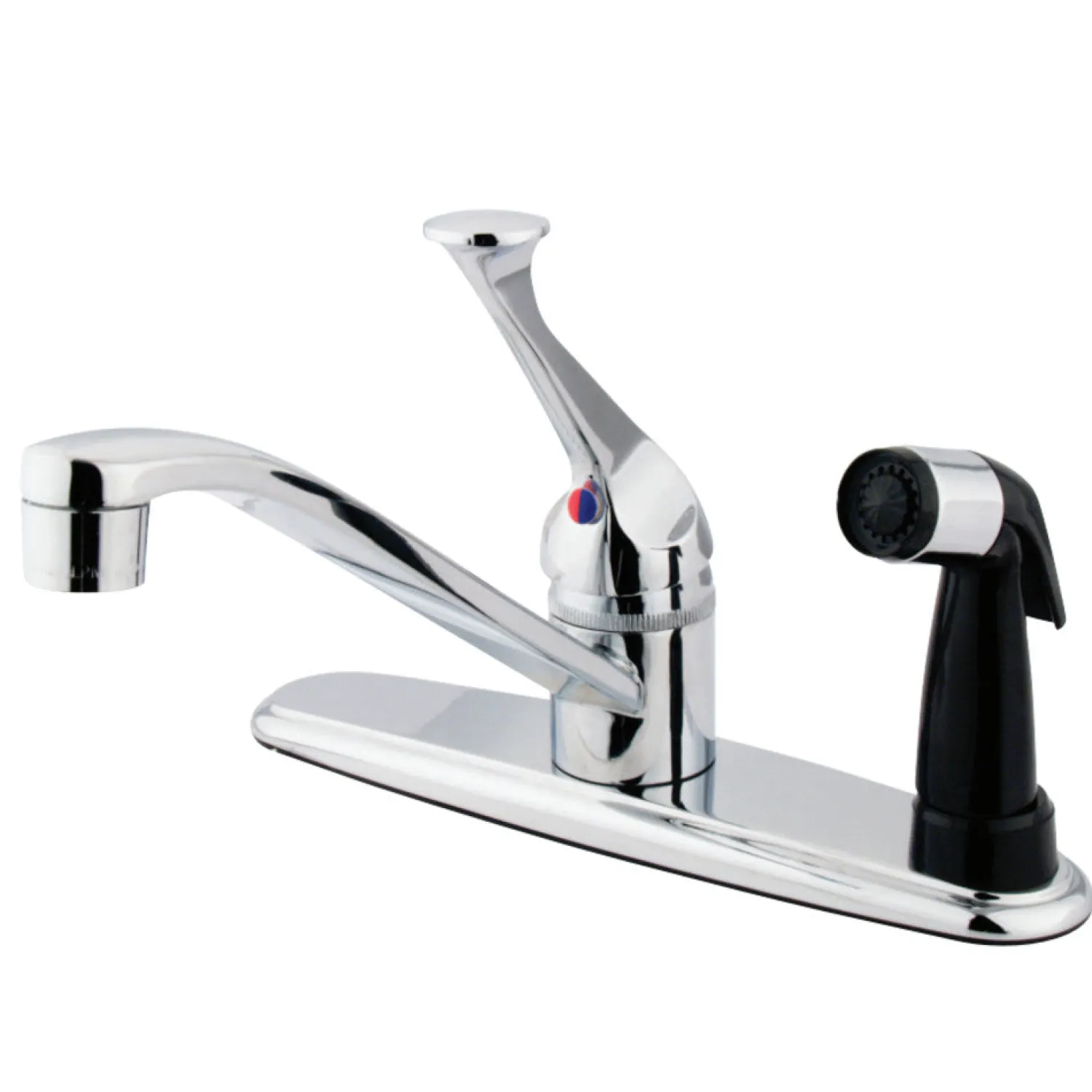 Hot Water Saving Chatham Centerset Kitchen Faucet with Single Lever Handle and Black Deck Sprayer Faucets With Side Spray