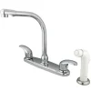 Water Saving Legacy Centerset High Arch Spout Kitchen Faucet with White Sprayer Faucets With Side Spray