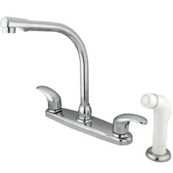 Water Saving Legacy Centerset High Arch Spout Kitchen Faucet with White Sprayer Faucets With Side Spray