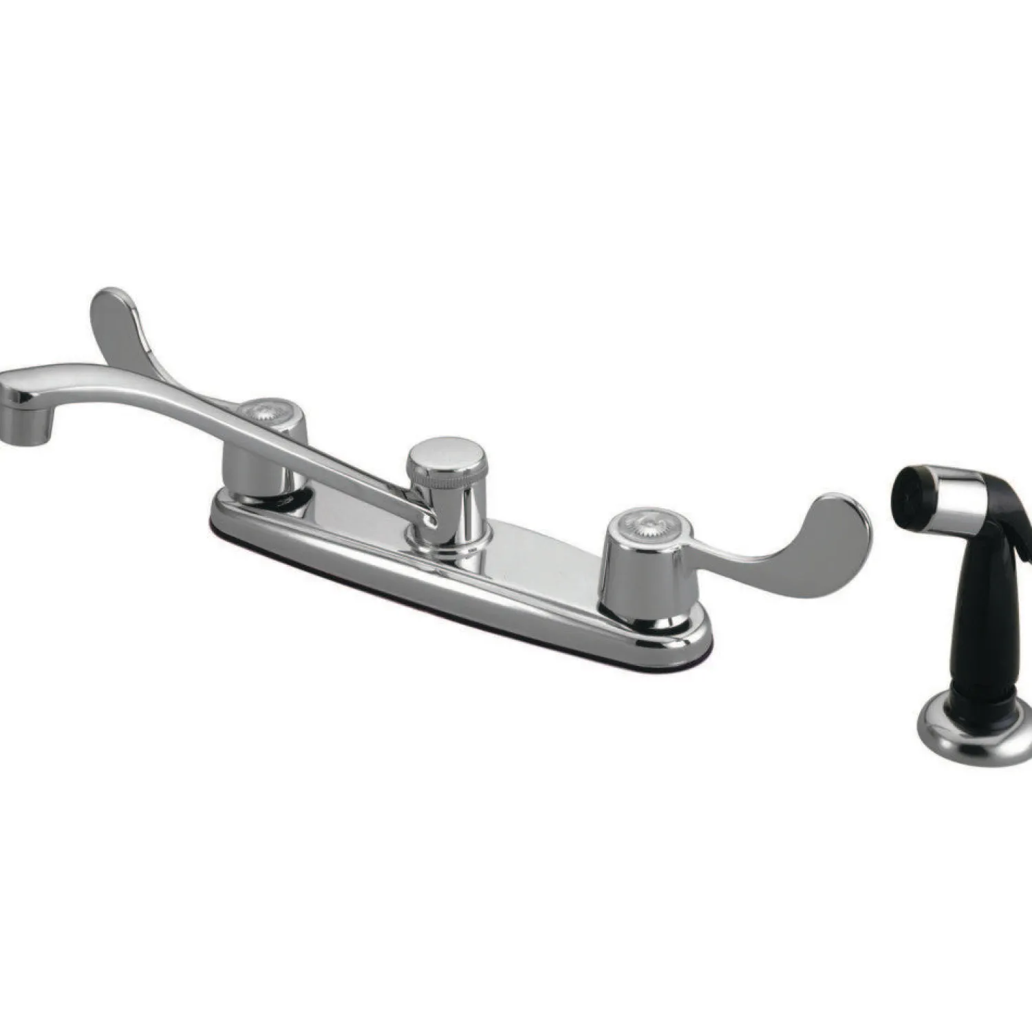 Clearance Water Saving Magellan Centerset Kitchen Faucet with Blade Handles and Sprayer Faucets With Side Spray