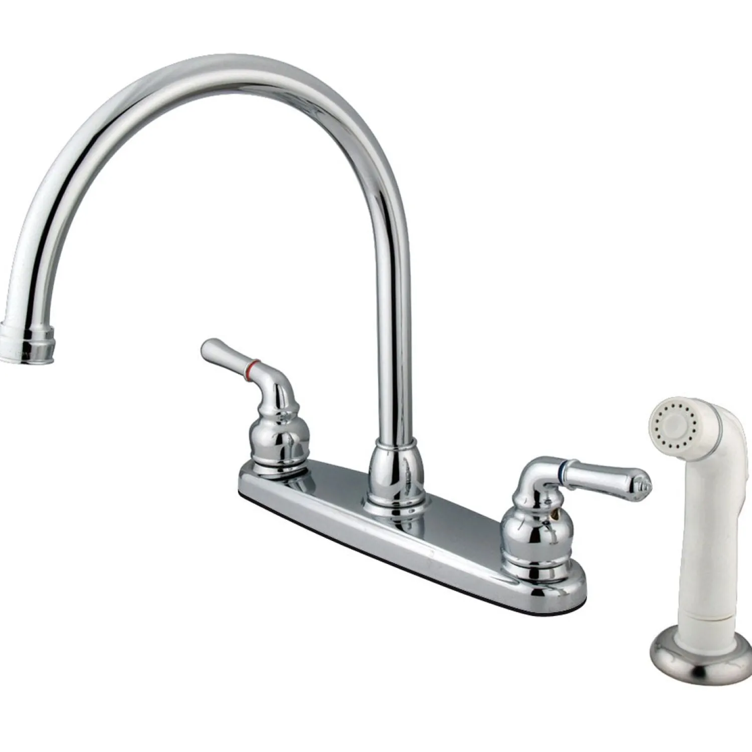 Hot Water Saving Magellan Centerset Kitchen Faucet with White Sprayer Faucets With Side Spray