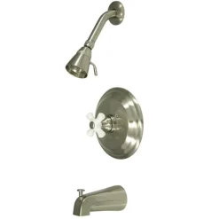 New Water Saving Restoration Tub and Shower Faucet with Porcelain Cross Handles Tub & Shower Sets