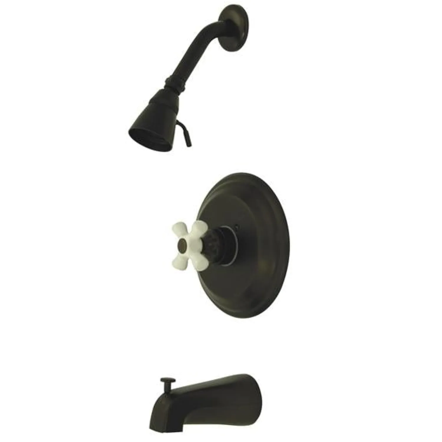 New Water Saving Restoration Tub and Shower Faucet with Porcelain Cross Handles Tub & Shower Sets