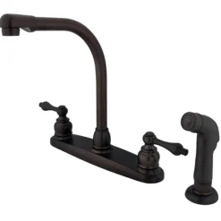 Online Water Saving Victorian High Arch Kitchen Faucet with Sprayer and Lever Handles Faucets With Side Spray