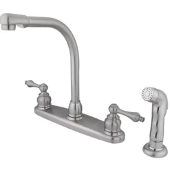Online Water Saving Victorian High Arch Kitchen Faucet with Sprayer and Lever Handles Faucets With Side Spray