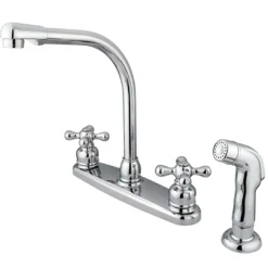 Online Water Saving Victorian High Arch Kitchen Faucet with Cross Handles and Matching Side Sprayer Faucets With Side Spray