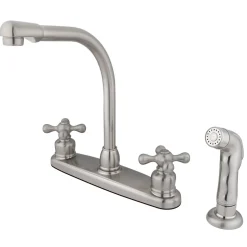 Online Water Saving Victorian High Arch Kitchen Faucet with Cross Handles and Matching Side Sprayer Faucets With Side Spray