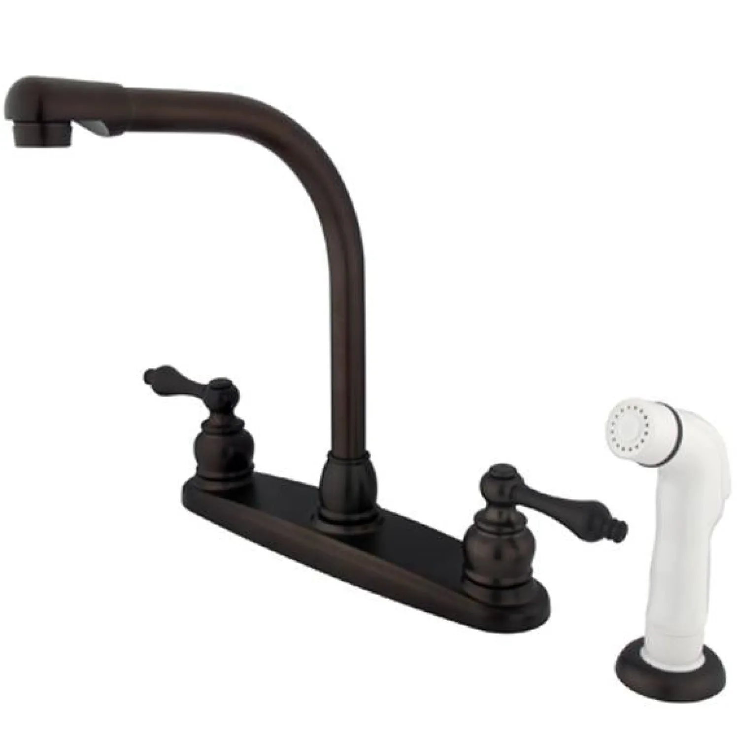 Outlet Water Saving Victorian High Arch Kitchen Faucet with Lever Handles and Sprayer Faucets With Side Spray