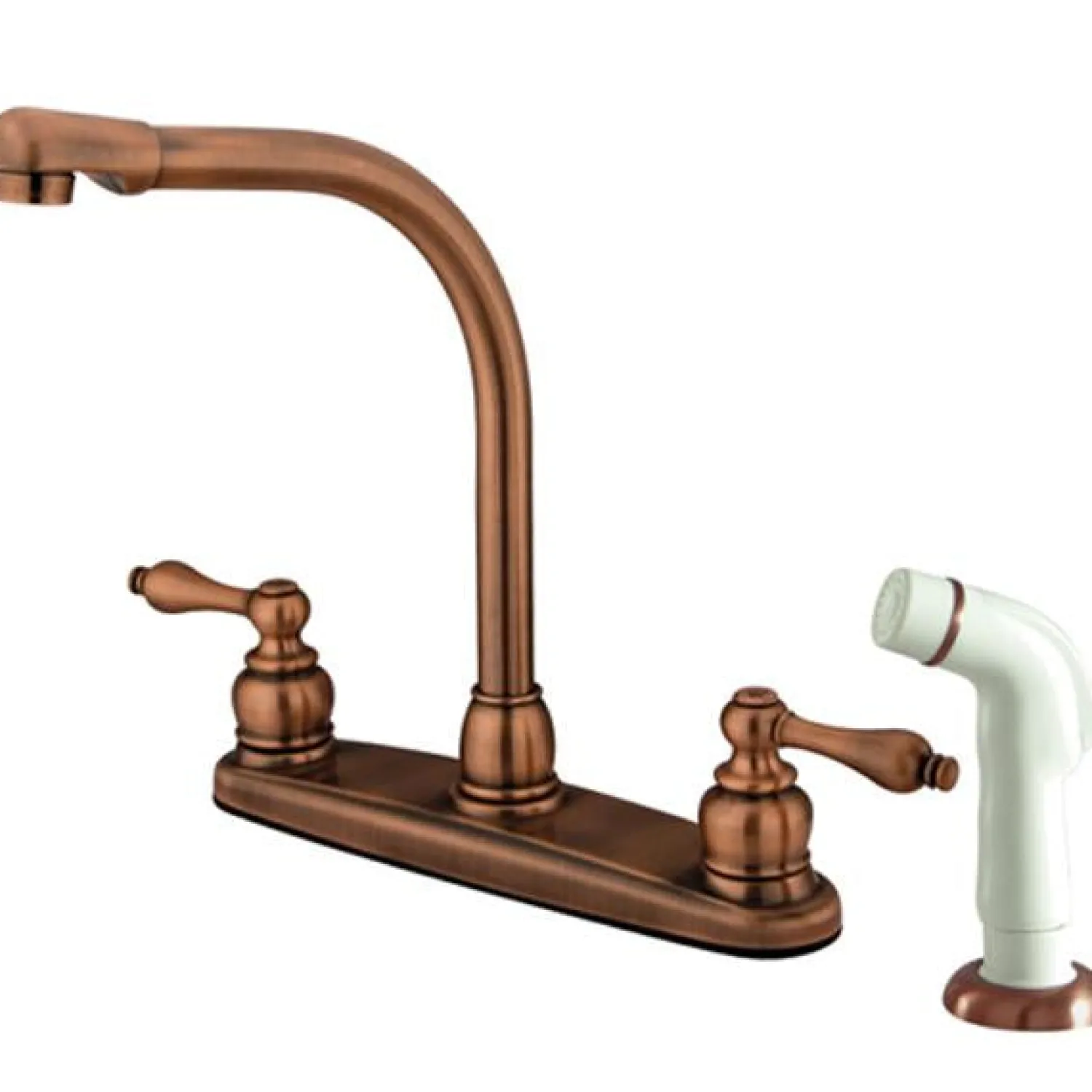 Outlet Water Saving Victorian High Arch Kitchen Faucet with Lever Handles and Sprayer Faucets With Side Spray