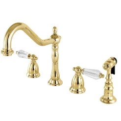Discount Widespread Kitchen Faucet with Brass Sprayer Widespread Kitchen Faucets|Faucets With Side Spray