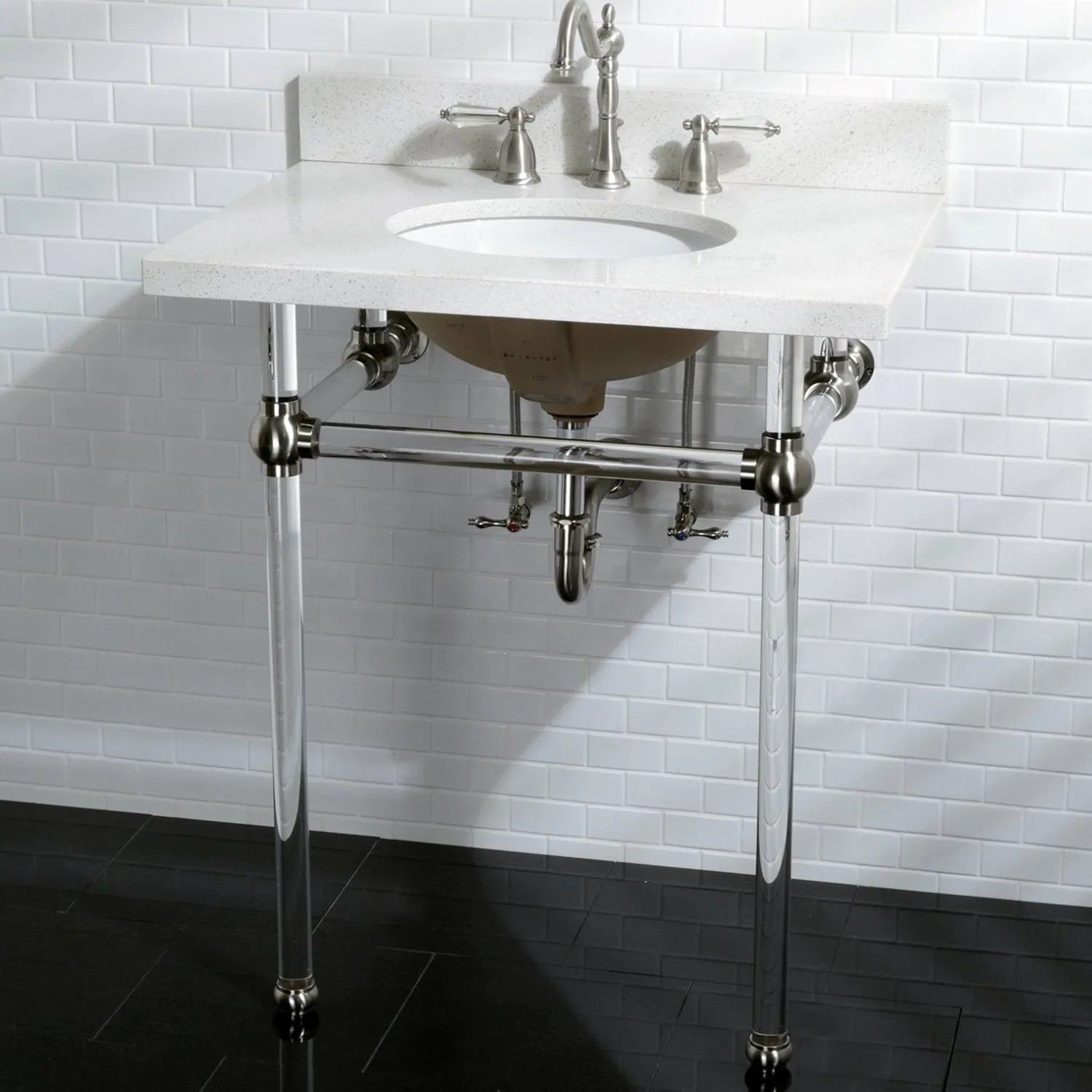 Outlet Wilshire 8" to 16" Widespread Lavatory Faucet with Brass Pop-up 8" Widespread