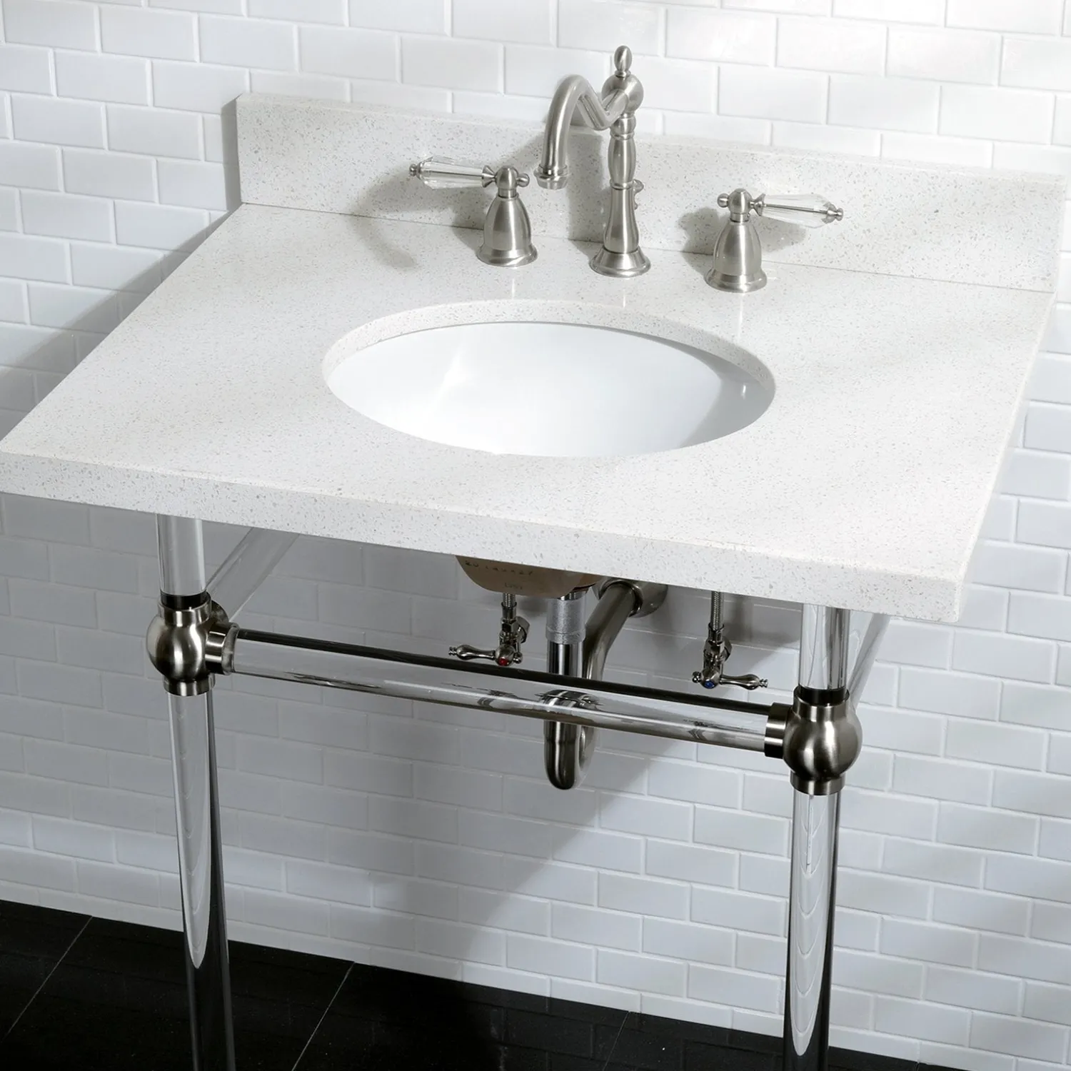 Outlet Wilshire 8" to 16" Widespread Lavatory Faucet with Brass Pop-up 8" Widespread