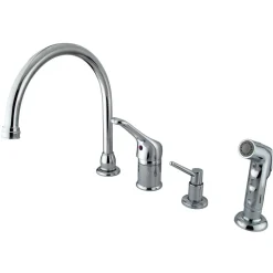 Sale Wyndham Single Loop Handle Kitchen Faucet with Soap Dispenser and Side Sprayer Faucets With Side Spray