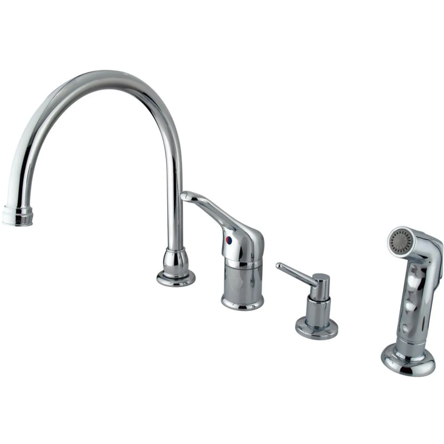 Sale Wyndham Single Loop Handle Kitchen Faucet with Soap Dispenser and Side Sprayer Faucets With Side Spray