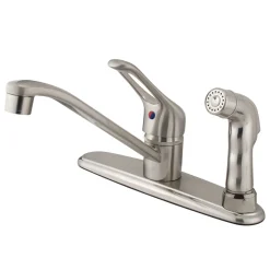 Clearance Wyndham Single Handle Kitchen Faucet with Satin Nickel Sprayer Faucets With Side Spray