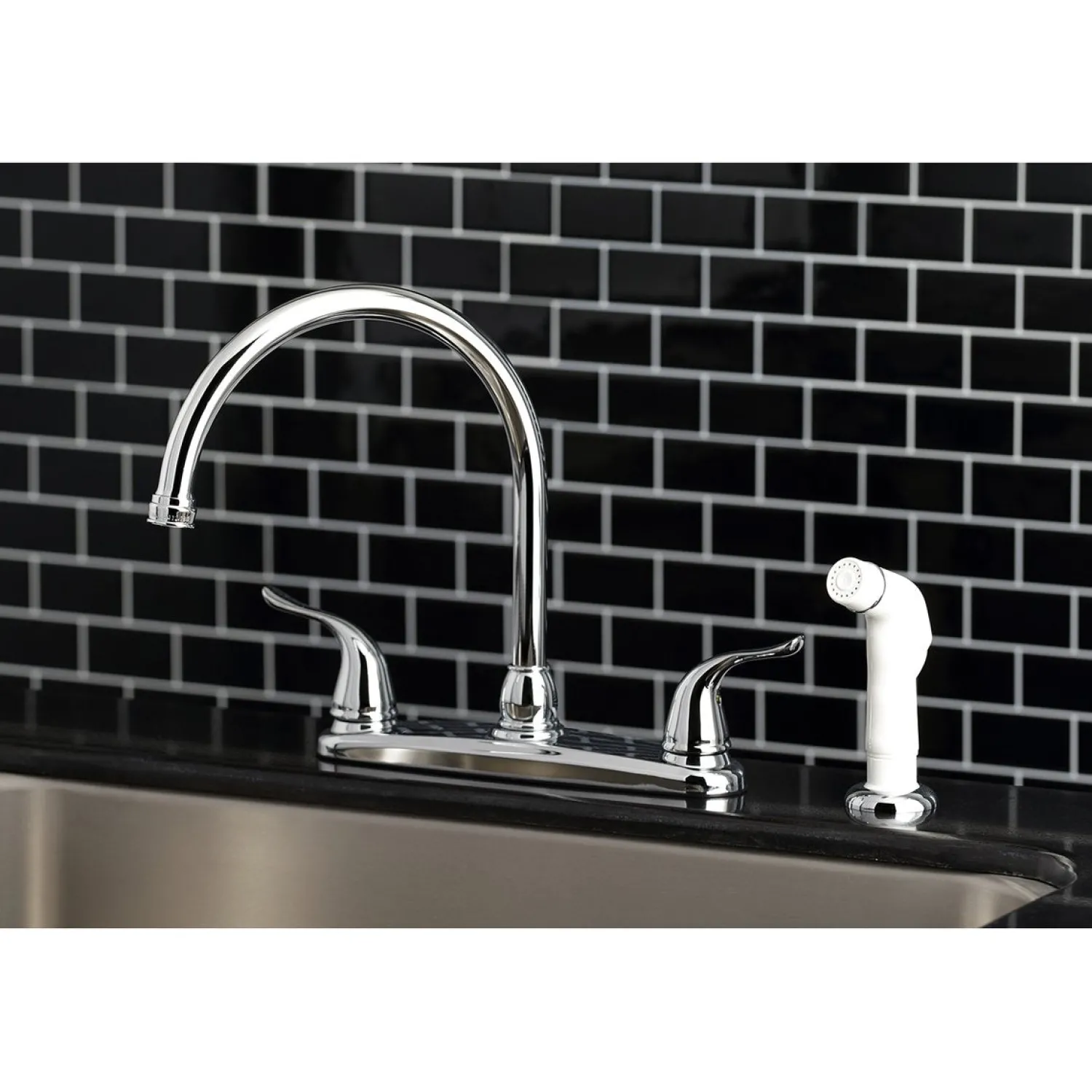 New Yosemite 8" Centerset Kitchen Faucet with Sprayer Faucets With Side Spray