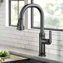 Online Allyn Black Stainless Nut & Bolt Diamond Cut Kitchen Faucet Single Hole