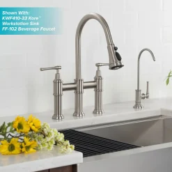 Outlet Allyn Bridge Faucet with Pull-Down Sprayhead in Spot Free Stainless Steel Bridge Faucets