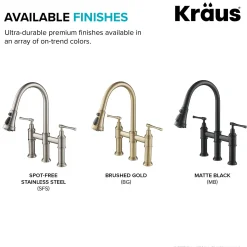 Outlet Allyn Bridge Faucet with Pull-Down Sprayhead in Spot Free Stainless Steel Bridge Faucets