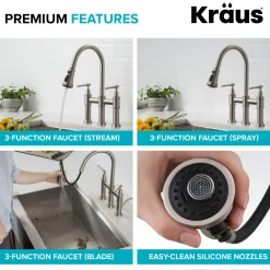 Clearance Allyn Bridge Faucet with Pull-Down Sprayhead in Matte Black Bridge Faucets