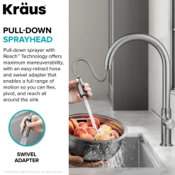 Allyn Brushed Gold Single Handle Kitchen Faucet with Diamond Cut Single Hole