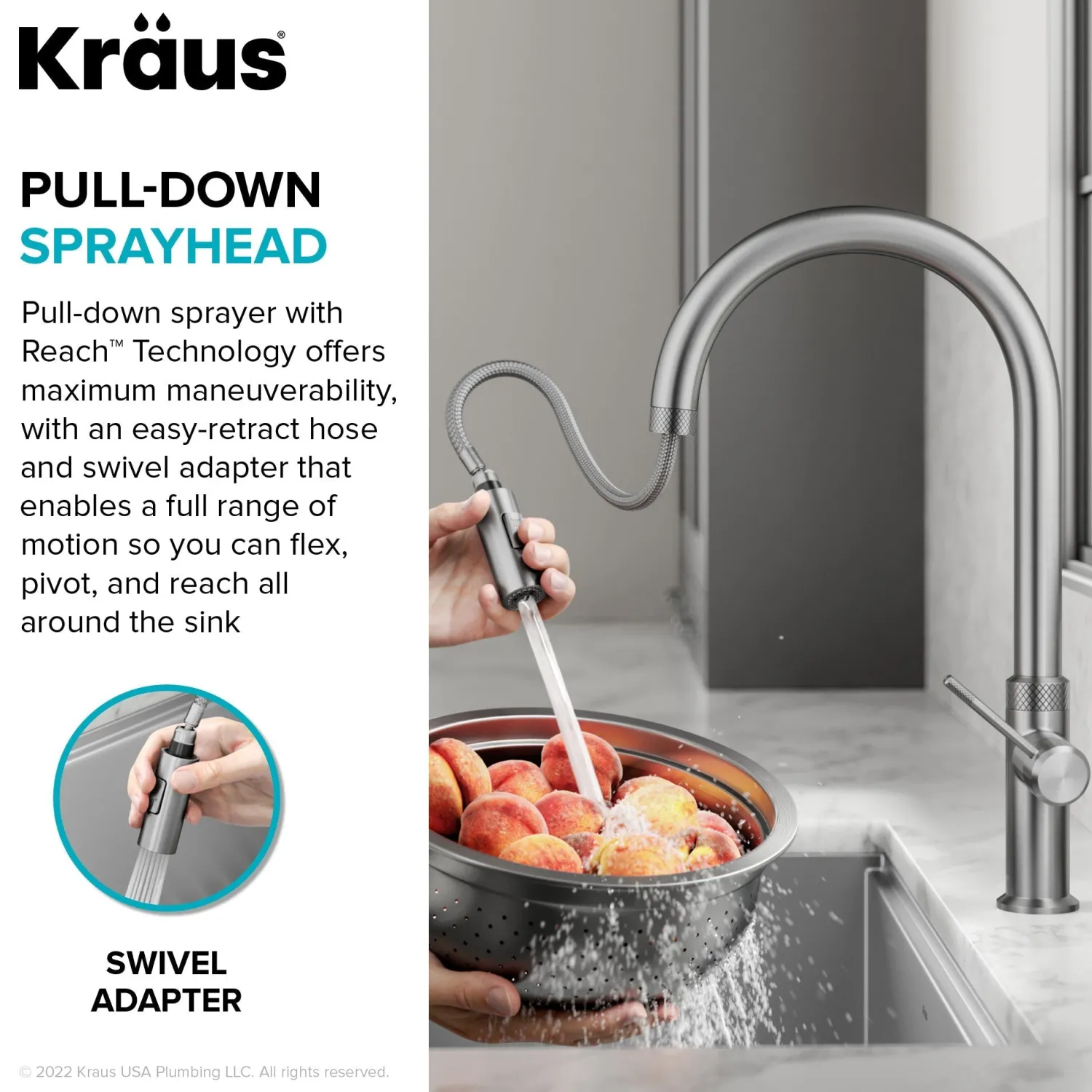 Allyn Brushed Gold Single Handle Kitchen Faucet with Diamond Cut Single Hole