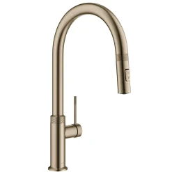 Allyn Brushed Gold Single Handle Kitchen Faucet with Diamond Cut Single Hole