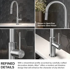 Allyn Brushed Gold Single Handle Kitchen Faucet with Diamond Cut Single Hole