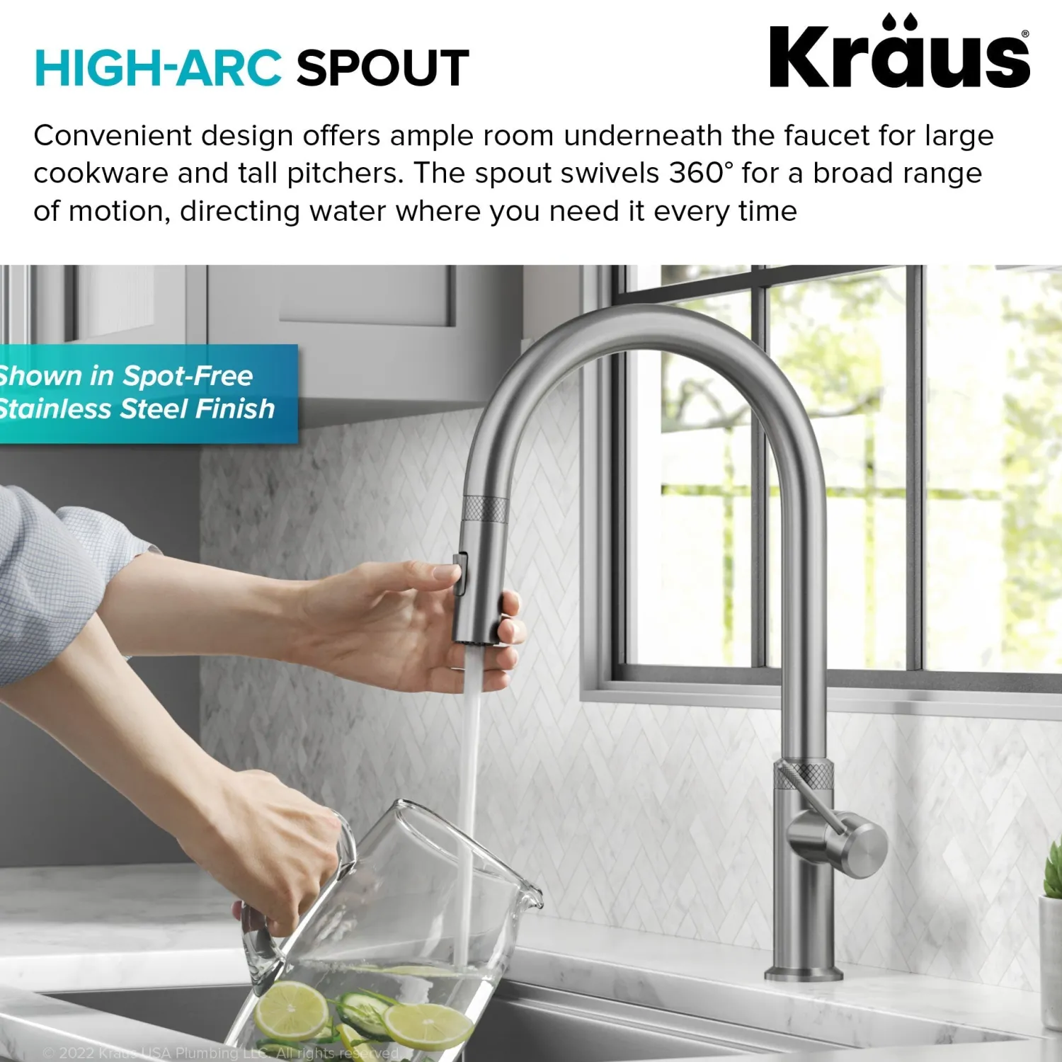 Allyn Brushed Gold Single Handle Kitchen Faucet with Diamond Cut Single Hole
