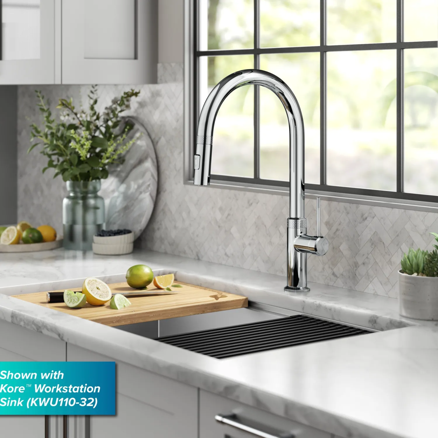 Clearance Allyn Chrome Single Handle Kitchen Faucet with Diamond Cut- ** Discontinued Single Hole