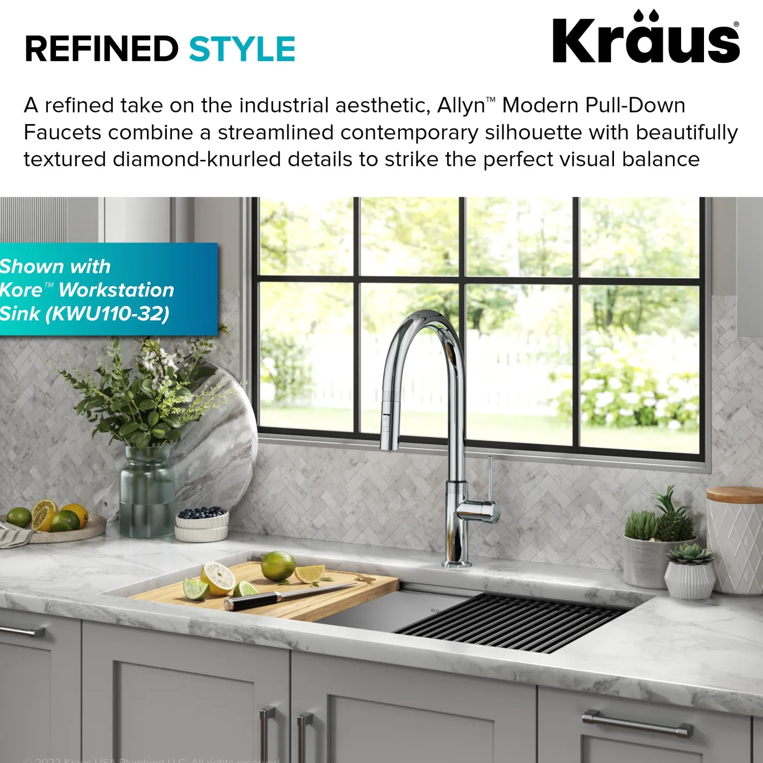 Clearance Allyn Chrome Single Handle Kitchen Faucet with Diamond Cut- ** Discontinued Single Hole