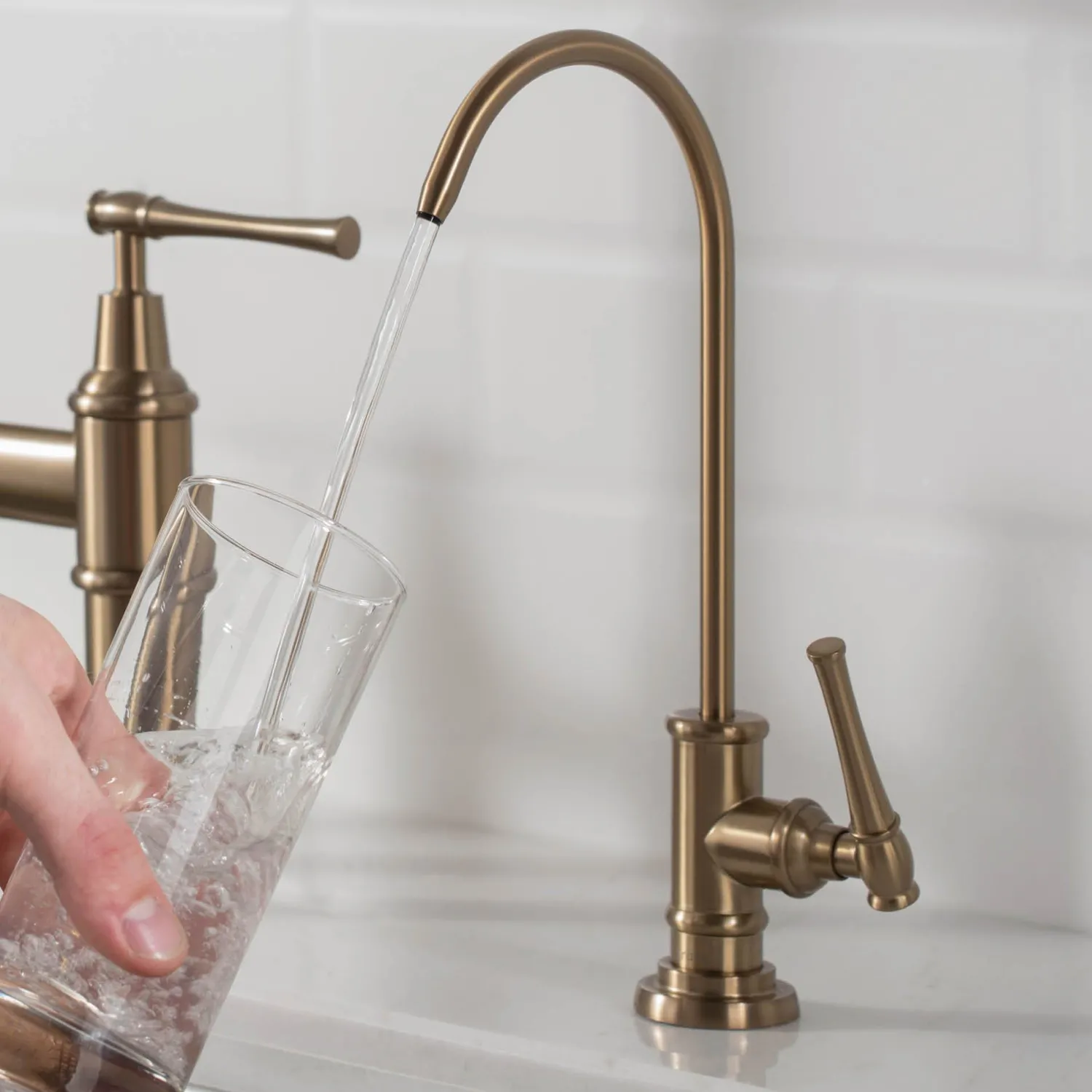 Sale Allyn Drinking Water Dispenser Kitchen Faucet in Brushed Gold Single Hole|Water Filter Faucets