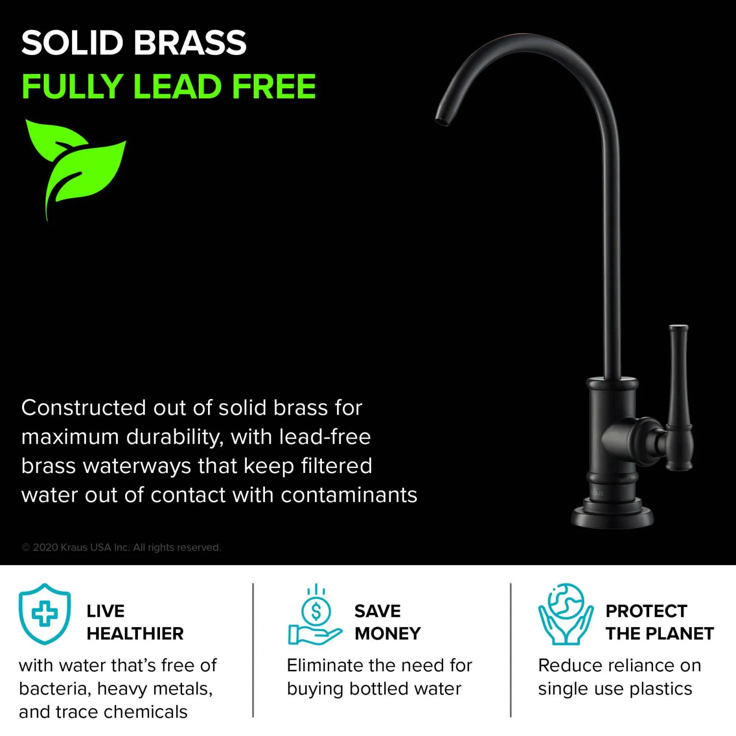 Outlet Allyn Drinking Water Dispenser Kitchen Faucet in Matte Black Single Hole|Water Filter Faucets