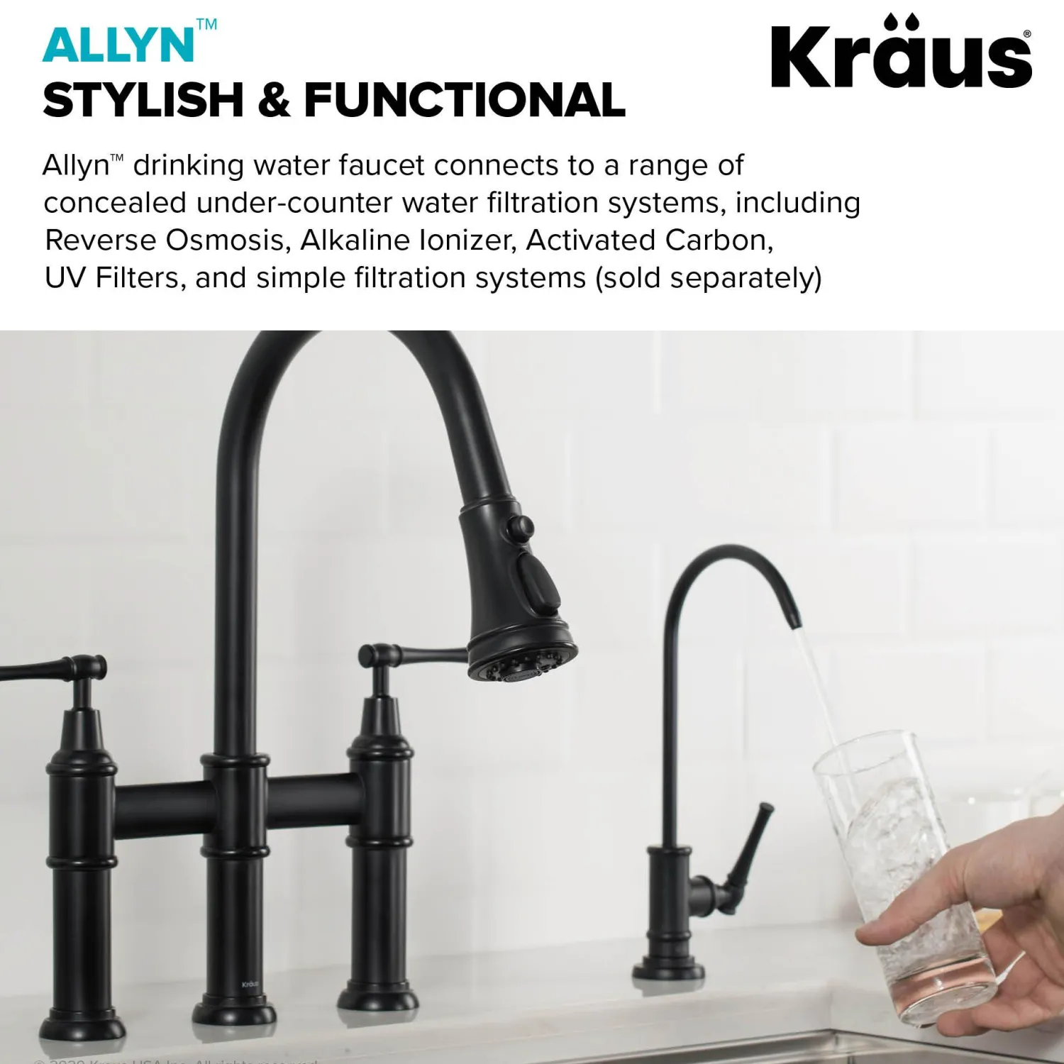 Outlet Allyn Drinking Water Dispenser Kitchen Faucet in Matte Black Single Hole|Water Filter Faucets