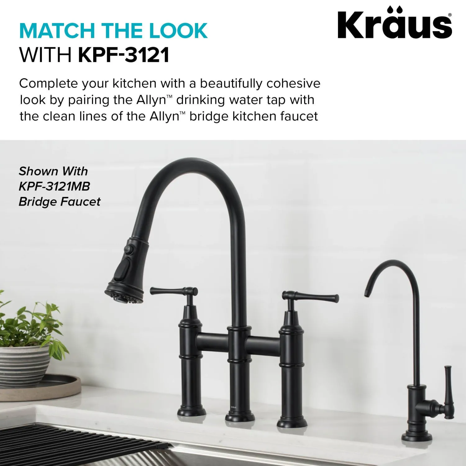 Outlet Allyn Drinking Water Dispenser Kitchen Faucet in Matte Black Single Hole|Water Filter Faucets