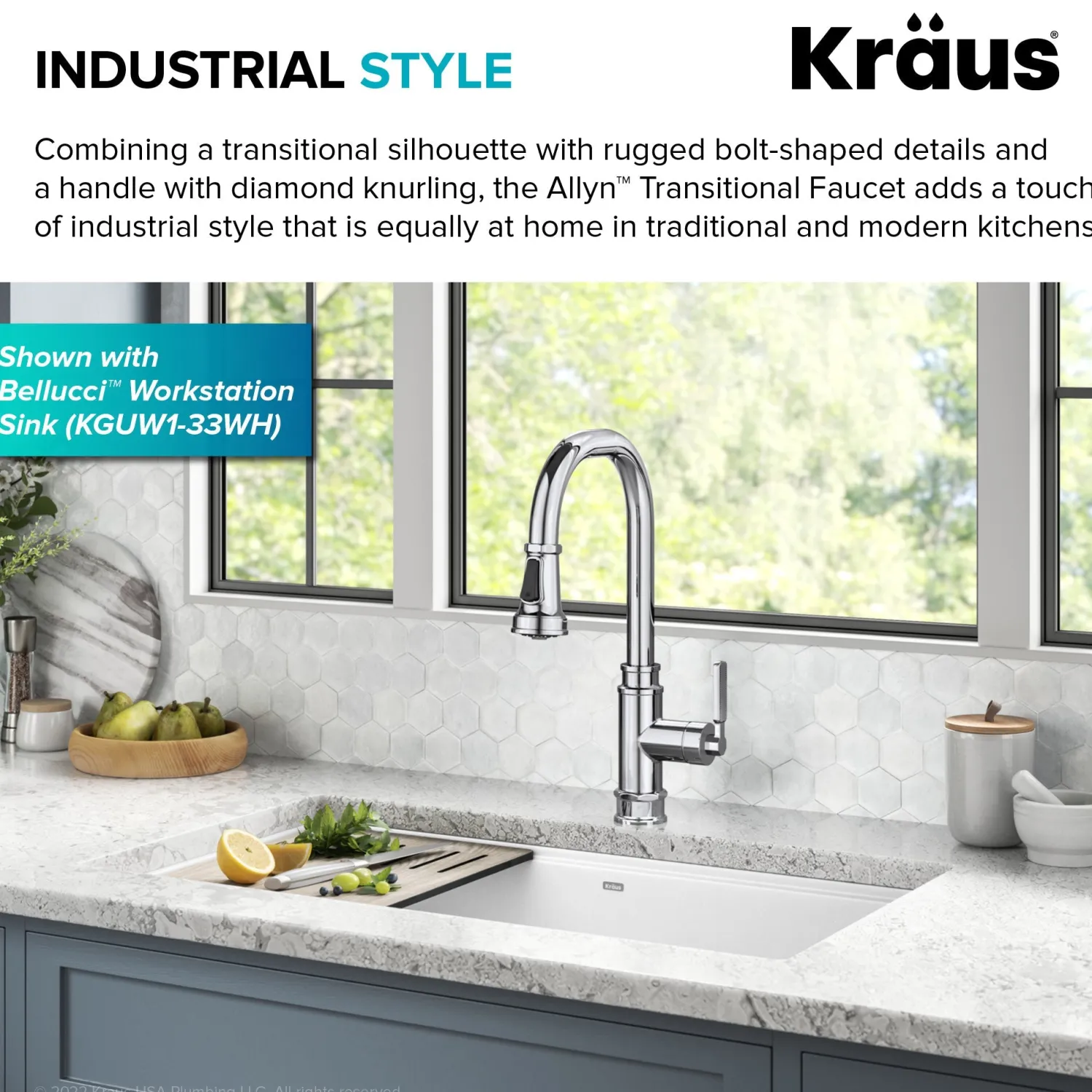 Best Allyn Industrial Pull-Down Kitchen Faucet in Chrome Single Hole