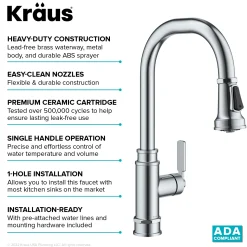 Best Allyn Industrial Pull-Down Kitchen Faucet in Chrome Single Hole