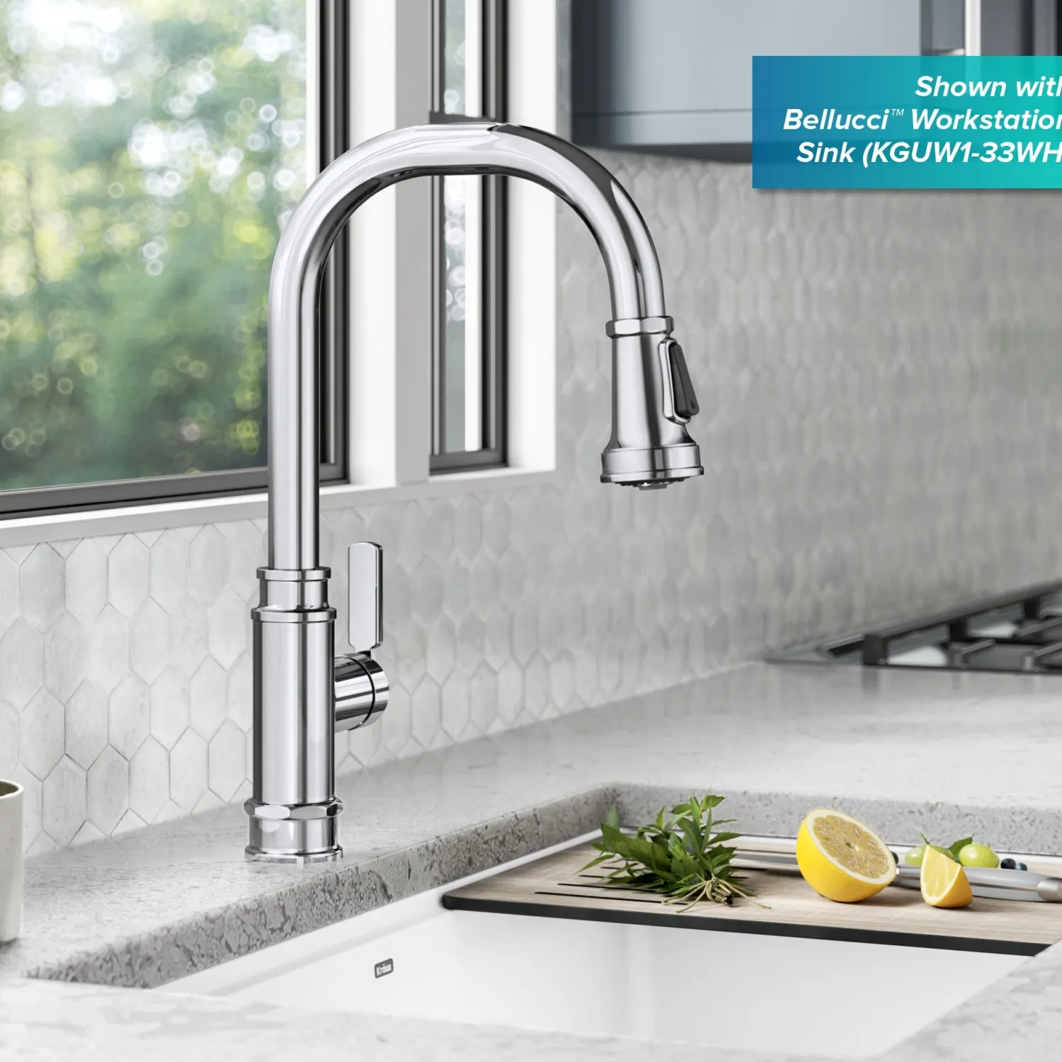 Best Allyn Industrial Pull-Down Kitchen Faucet in Chrome Single Hole