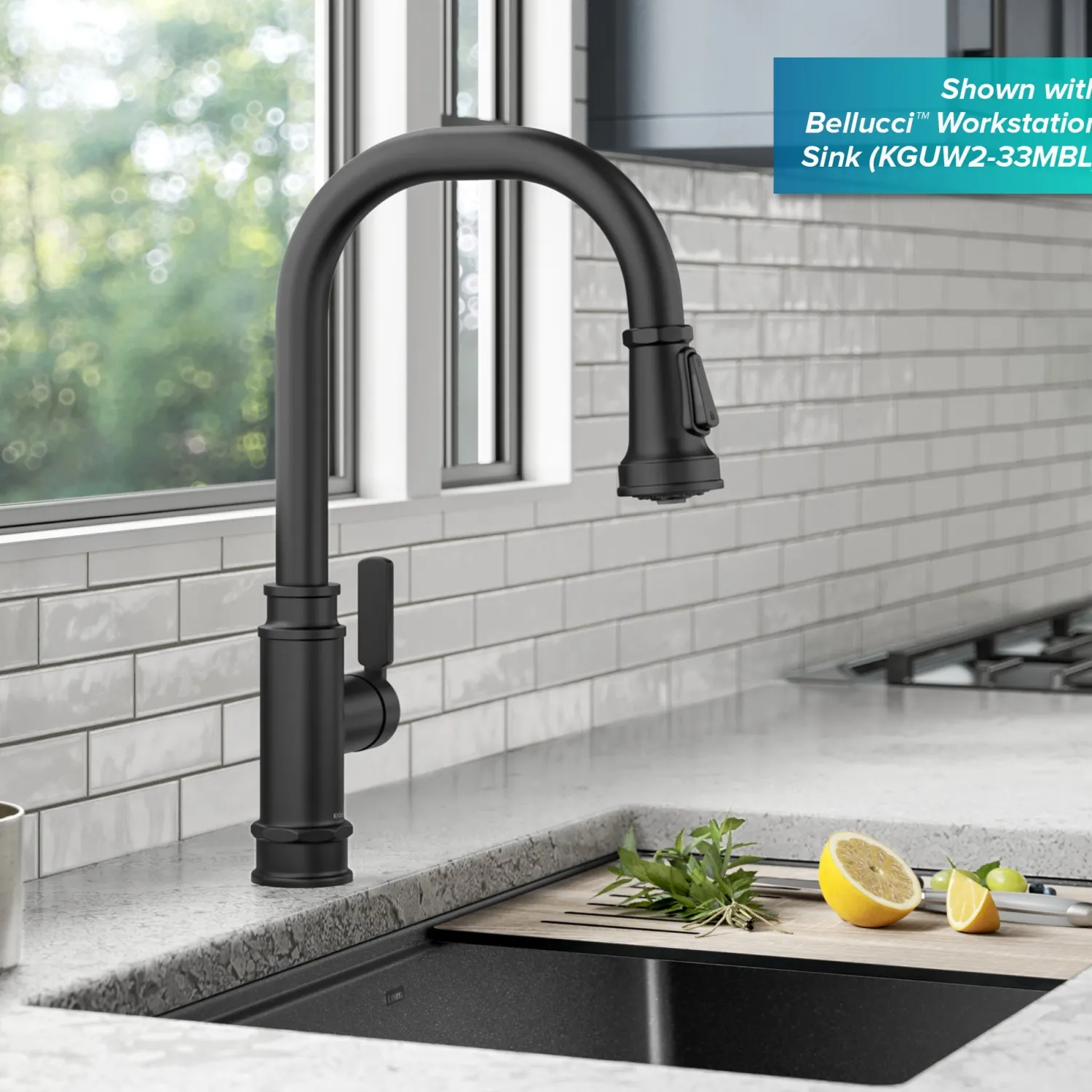 New Allyn Industrial Pull-Down Kitchen Faucet in Matte Black Single Hole