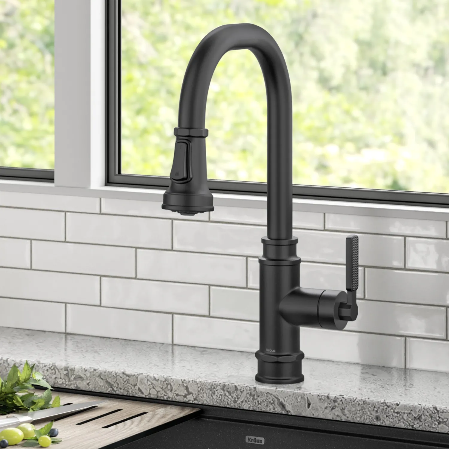 New Allyn Industrial Pull-Down Kitchen Faucet in Matte Black Single Hole