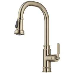 Sale Allyn Industrial Pull-Down Kitchen Faucet in Antique Champagne Bronze Single Hole