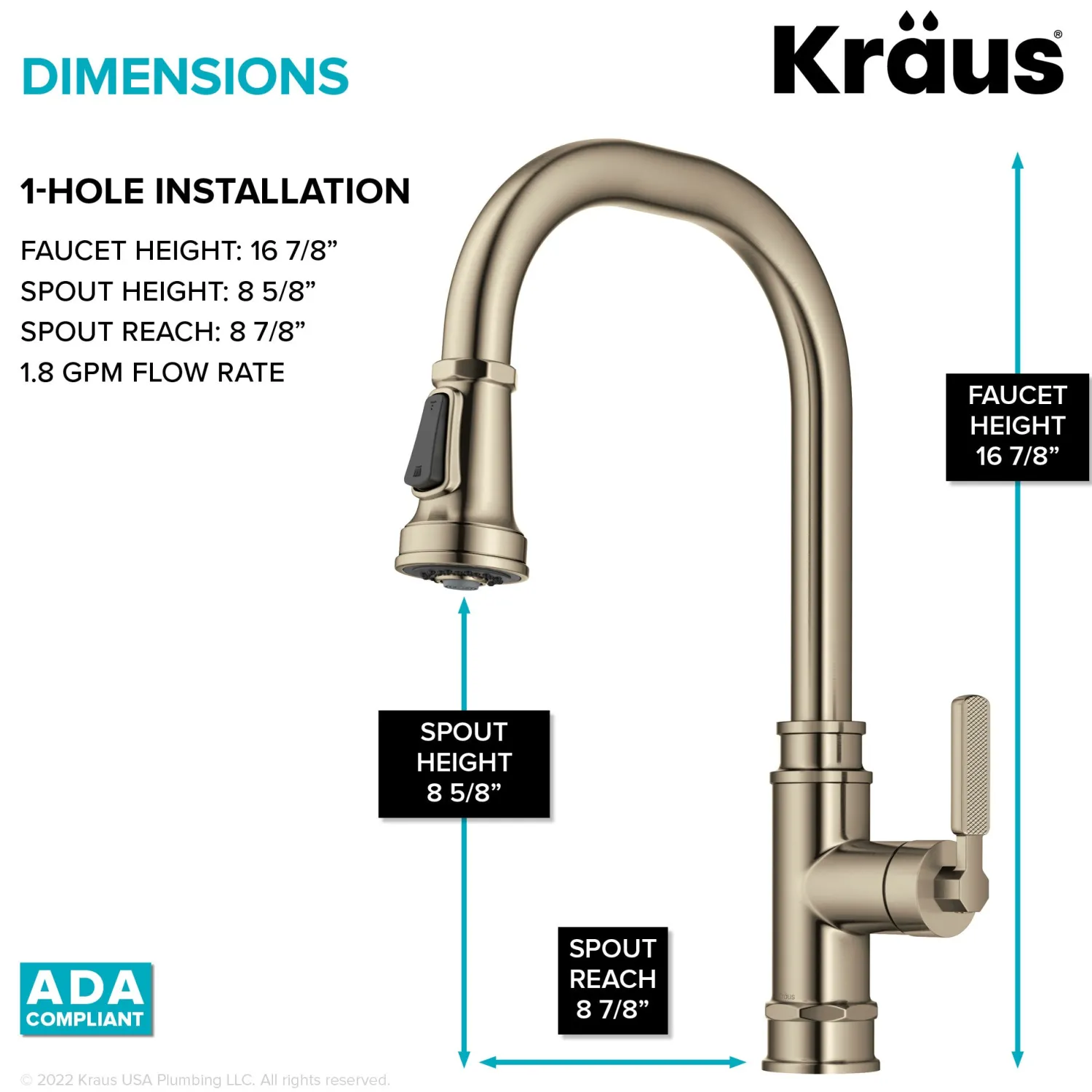 Sale Allyn Industrial Pull-Down Kitchen Faucet in Antique Champagne Bronze Single Hole