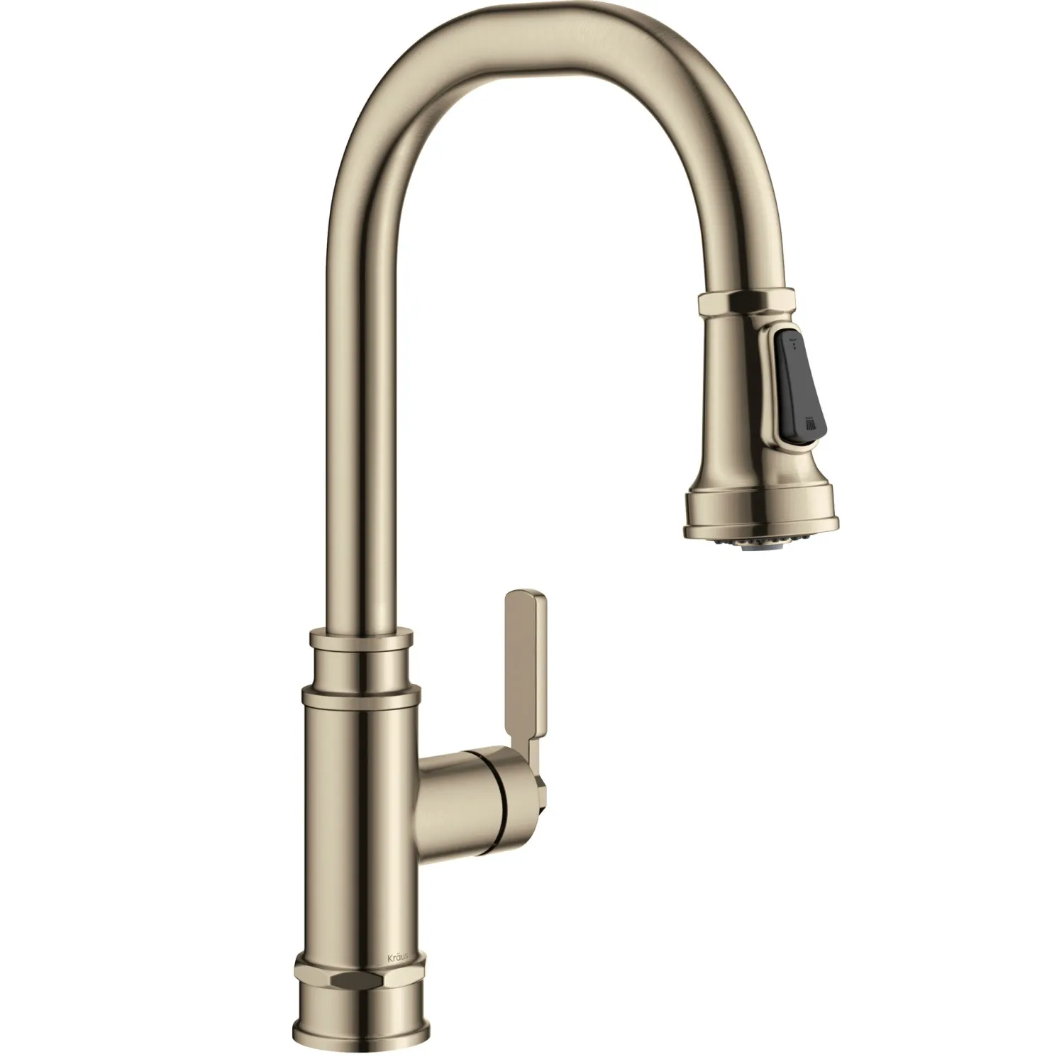 Sale Allyn Industrial Pull-Down Kitchen Faucet in Antique Champagne Bronze Single Hole