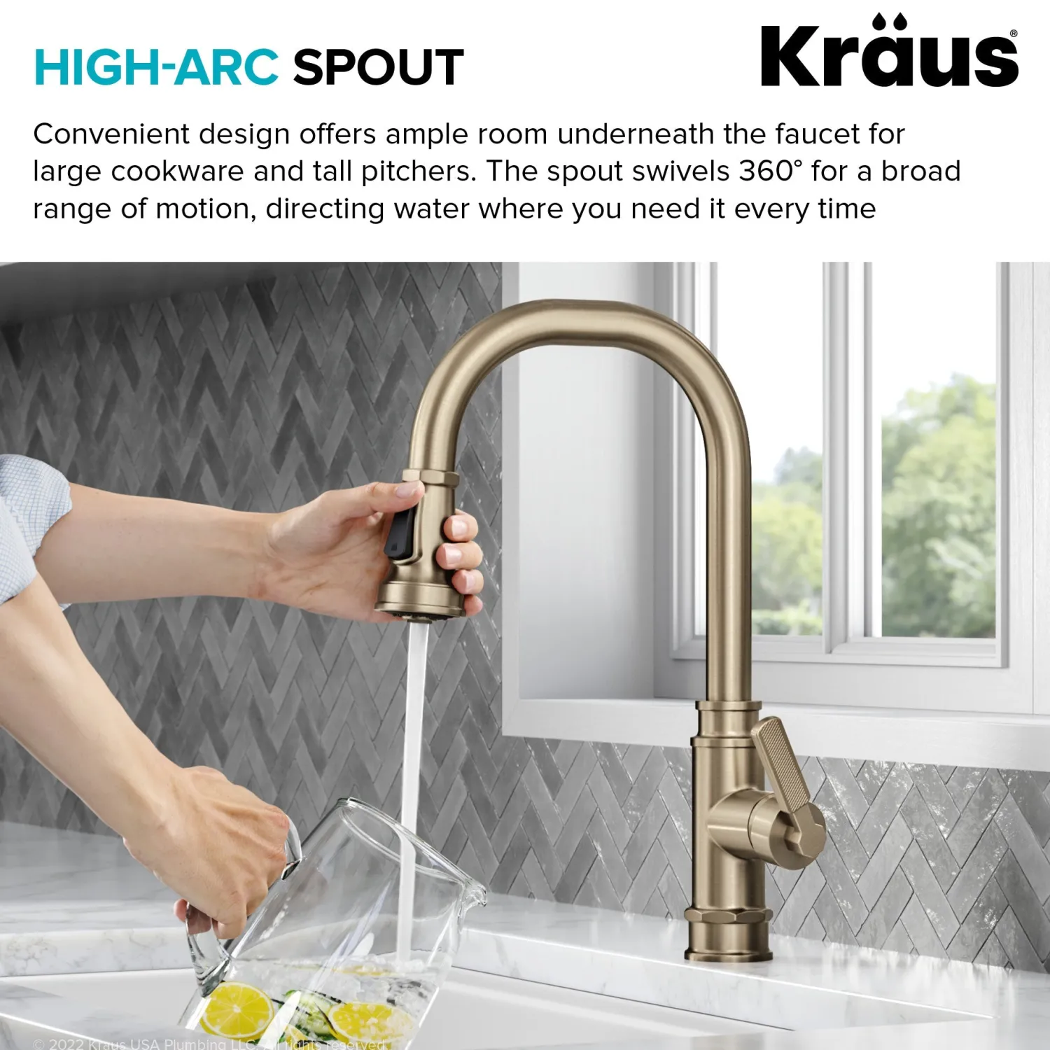 Sale Allyn Industrial Pull-Down Kitchen Faucet in Antique Champagne Bronze Single Hole