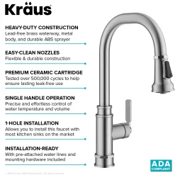 Discount Allyn Industrial Pull-Down Kitchen Faucet in Spot-Free Stainless Steel Single Hole