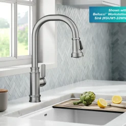 Discount Allyn Industrial Pull-Down Kitchen Faucet in Spot-Free Stainless Steel Single Hole