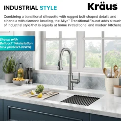 Discount Allyn Industrial Pull-Down Kitchen Faucet in Spot-Free Stainless Steel Single Hole